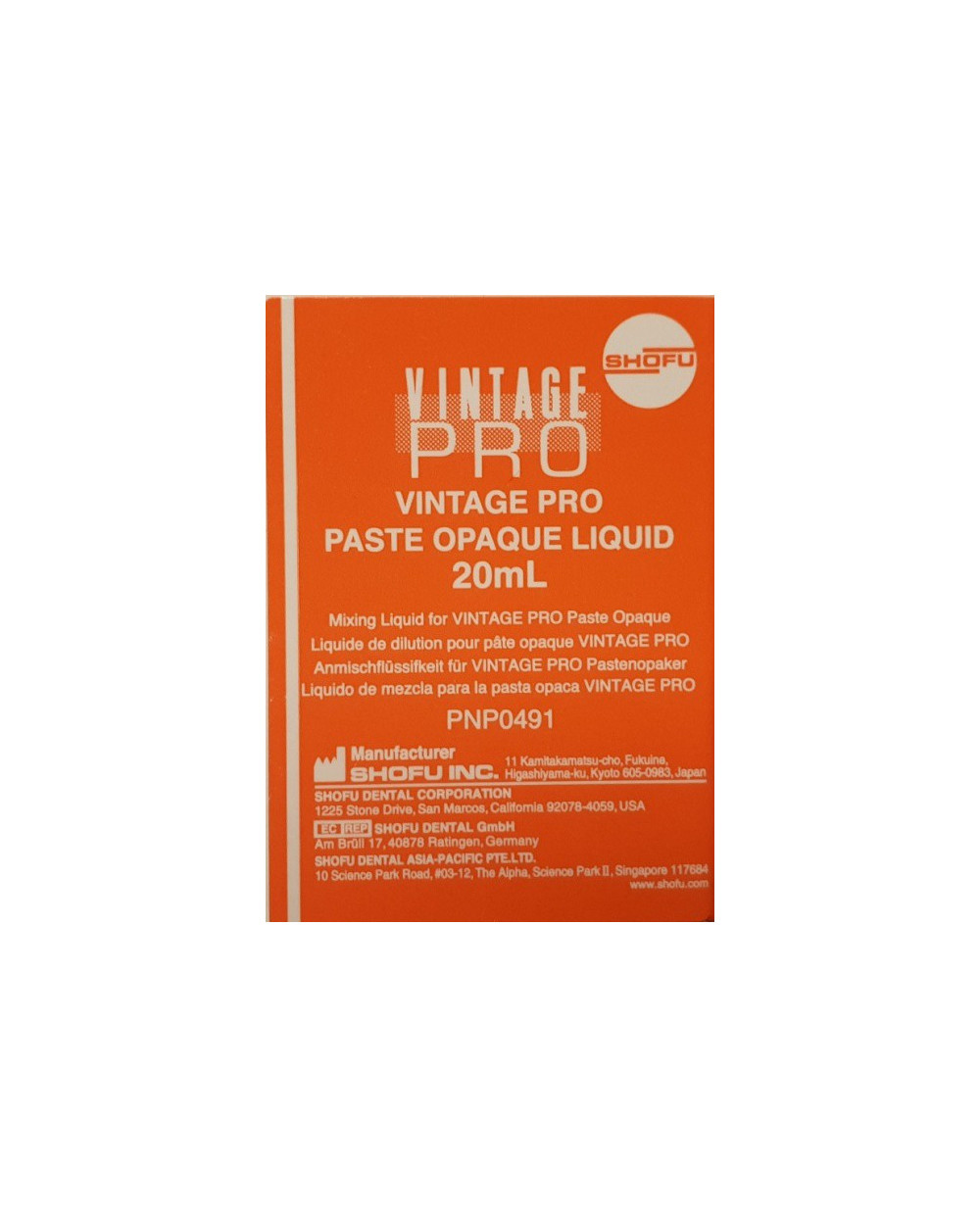 P0491 VINTAGE PRO PASTE LIQUID 20ML O...